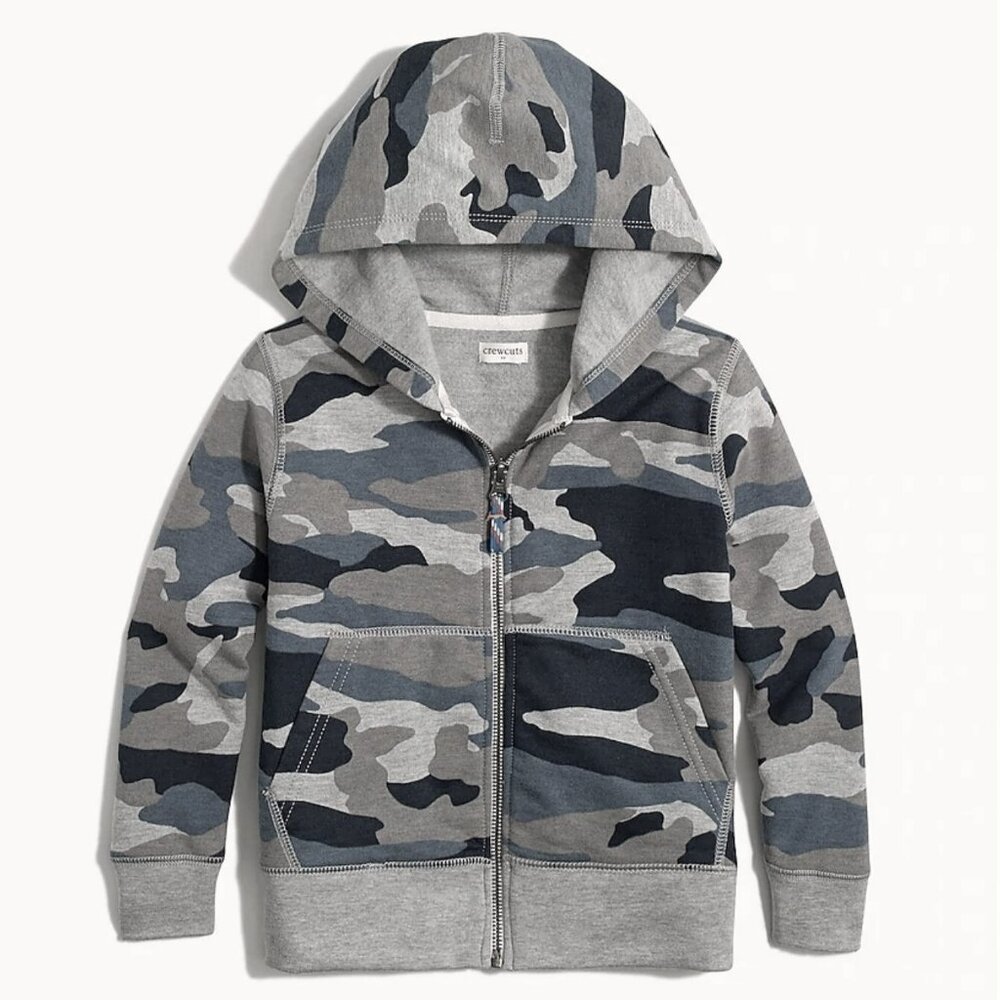 Kids Full-Zip Camoflage Hoodie - J Crew